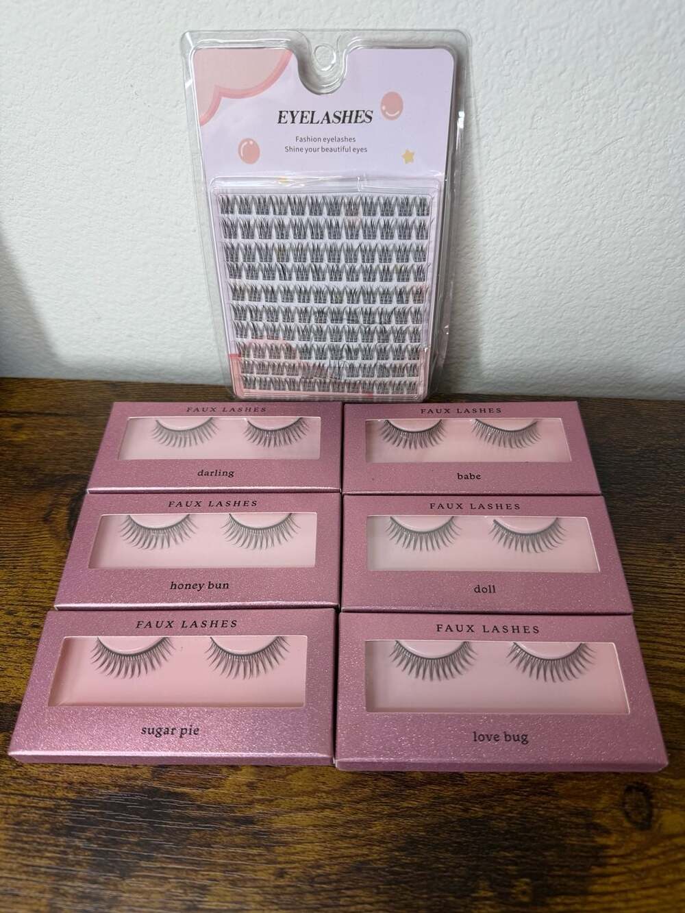 Faux Lashes Boxed Eyelash Collection Set with DIY Lash Clusters Tray